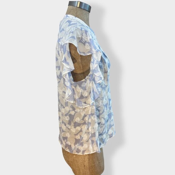 Joie Ashtina Silk Blend Ruffle Blouse in Eventide S - Picture 3 of 5